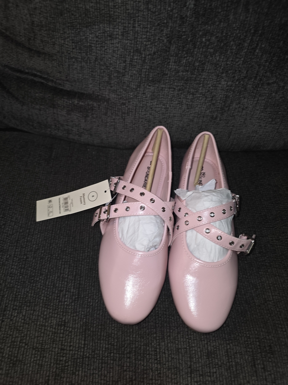 No Boundaries Pink Studded Double-Strap Mary Jane Flats - Picture 3 of 8
